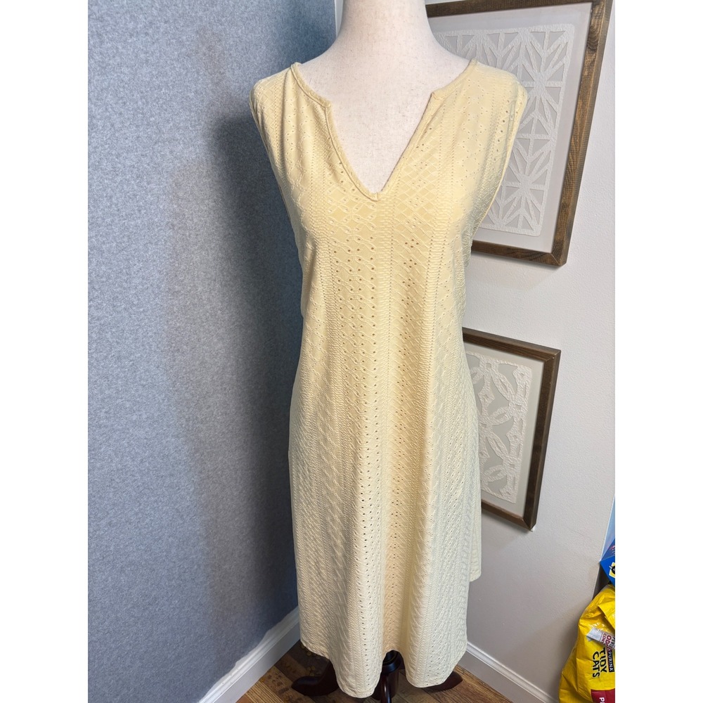 Women's Plus Size 4X Yellow Eyelet Sleeveless Midi Dress Textured Easter